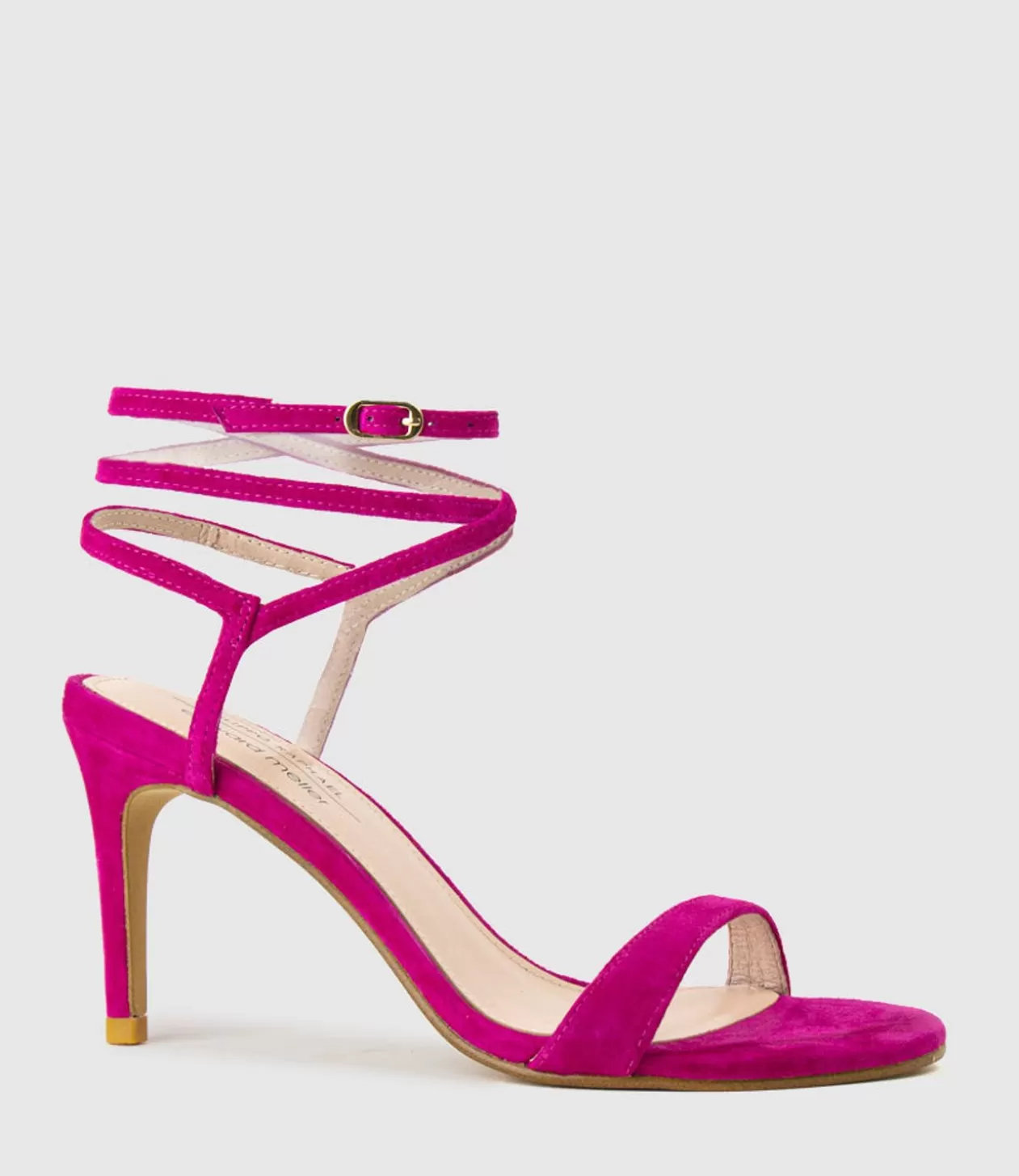 Edward Meller High Heel Sandals<Selina85 Fine Heel Ankle Wrap Sandal In Fuchsia Suede