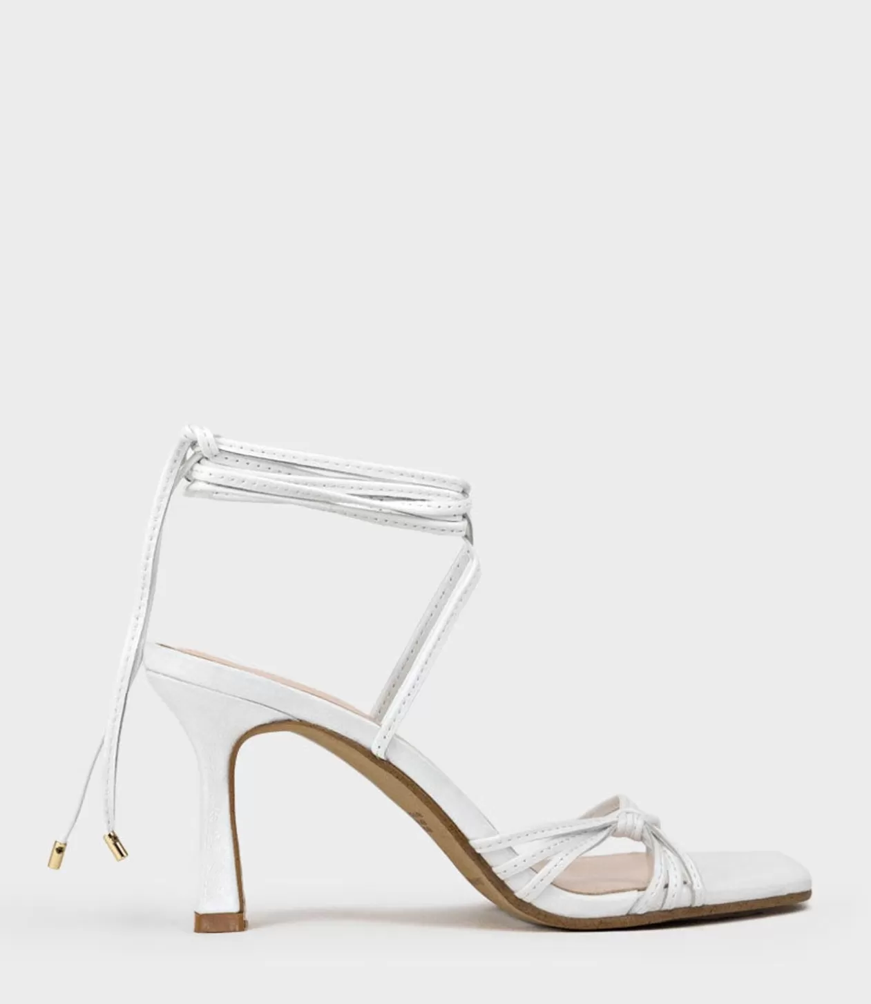 Edward Meller High Heel Sandals<Sidney80 Square Toe Ankle Tie Sandal In White