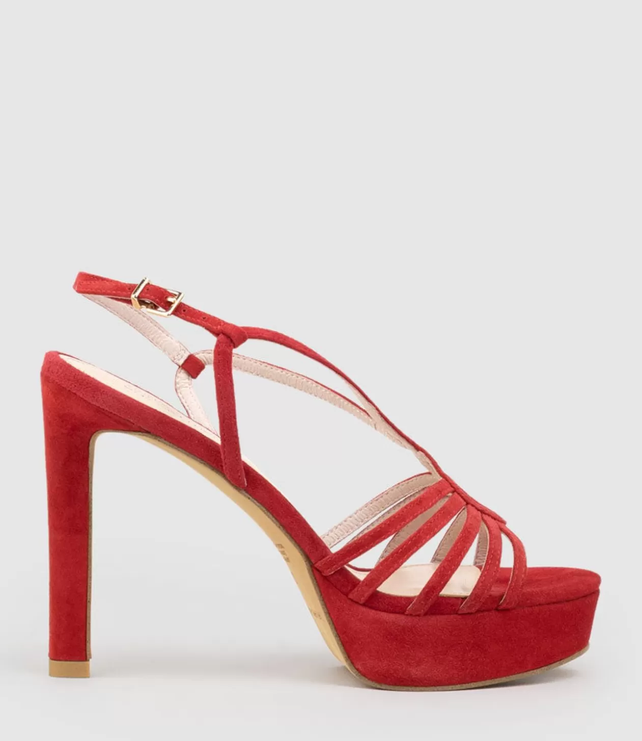 Edward Meller High Heel Sandals<Sienna110 Strappy Platform Sandal In Red Suede