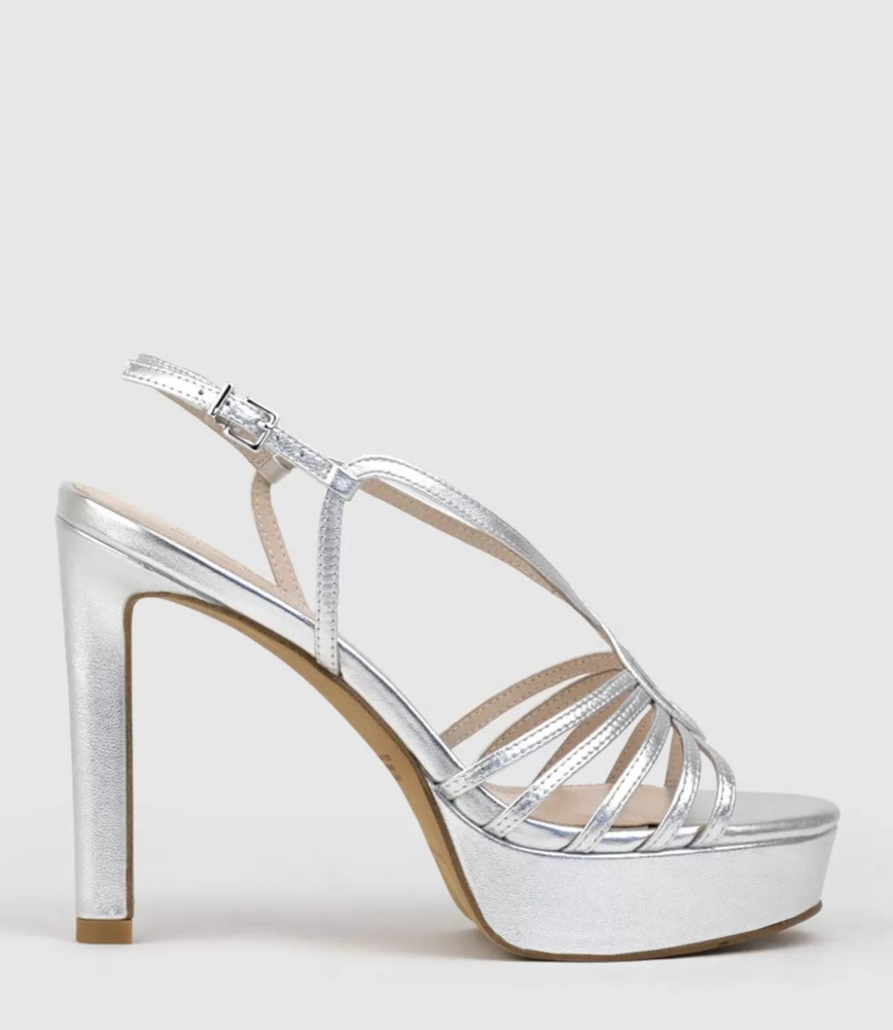 Edward Meller High Heel Sandals<Sienna110 Strappy Platform Sandal In Silver