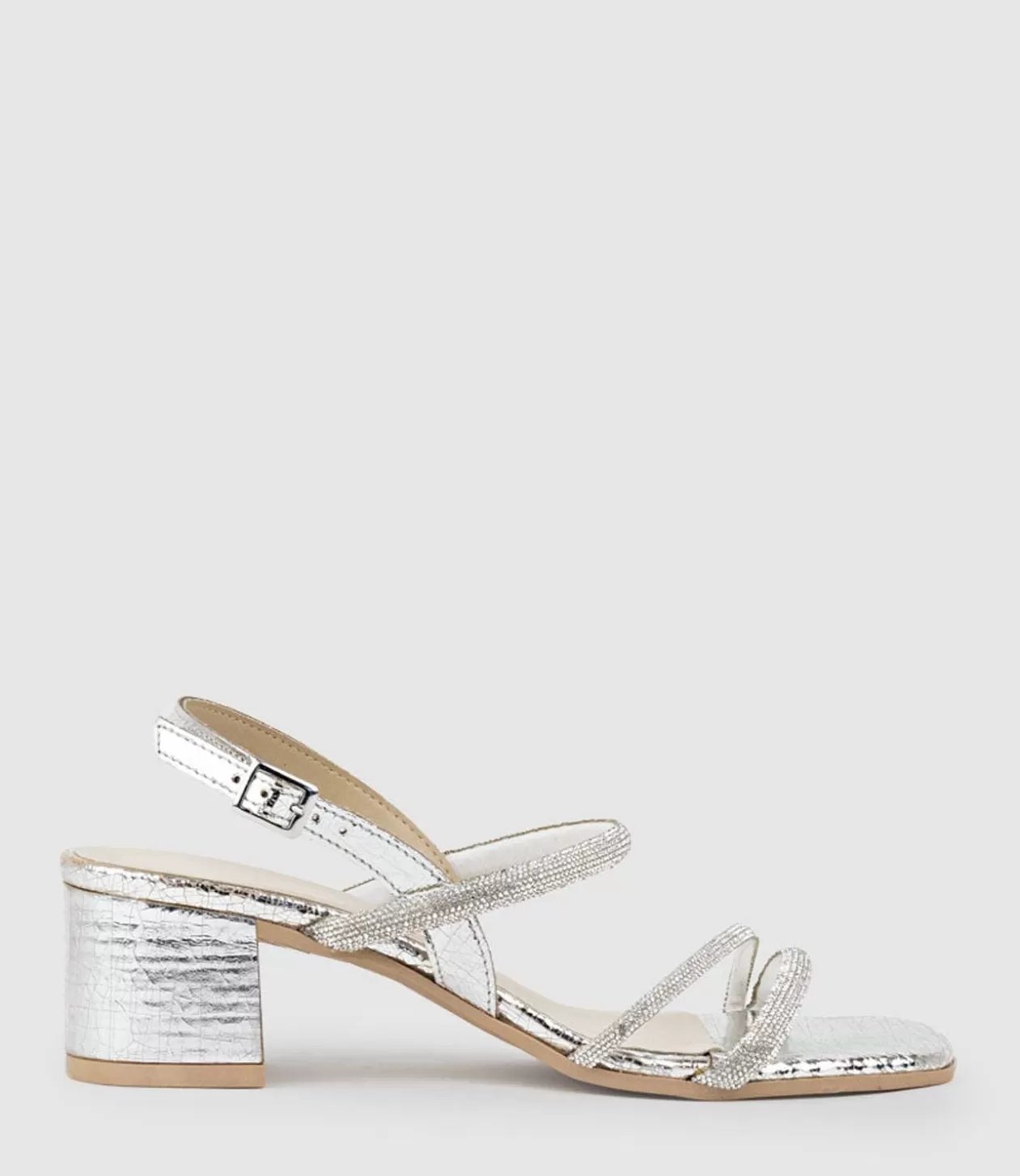 Edward Meller Mid Heel Sandals<Soiree50 Block Heel Crystal Sandal In Silver