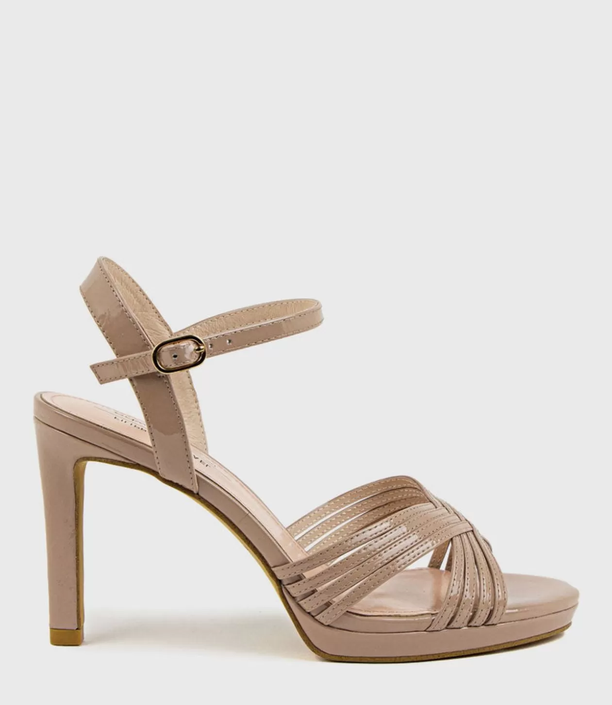 Edward Meller High Heel Sandals<Sona90 Cross Strap Platform Sandal In Nude Patent