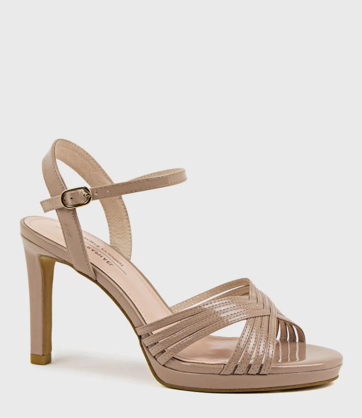 Edward Meller Platform Sandals<Sona90 Cross Strap Platform Sandal In Nude Patent