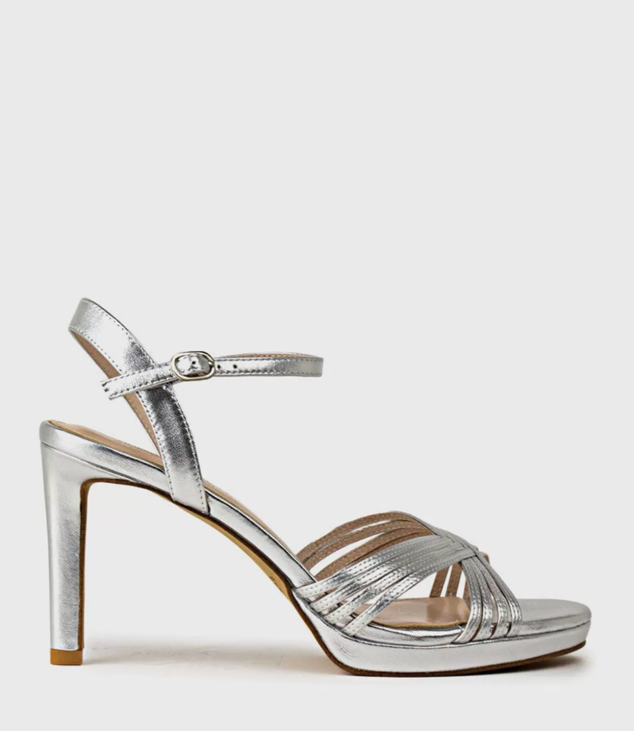 Edward Meller High Heel Sandals<Sona90 Cross Strap Platform Sandal In Silver