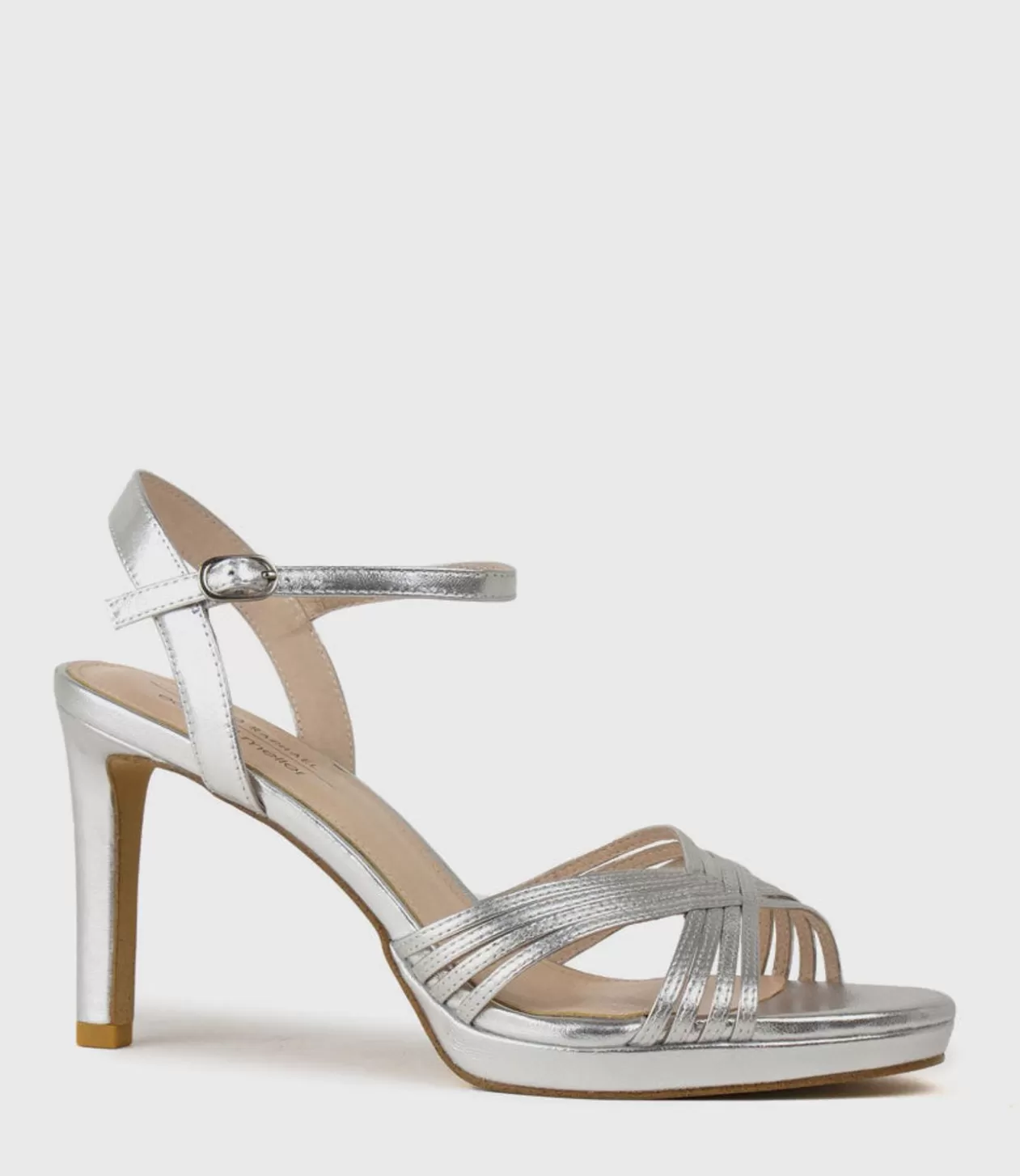 Edward Meller High Heel Sandals<Sona90 Cross Strap Platform Sandal In Silver