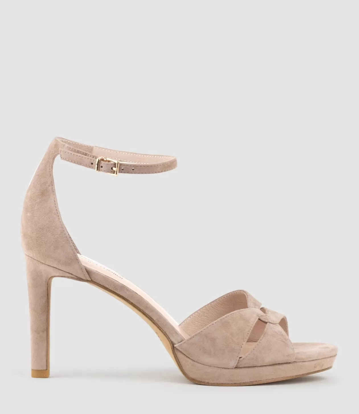 Edward Meller High Heel Sandals<Spencer90 Interlocked Detail Platform Sandal In Nude Suede