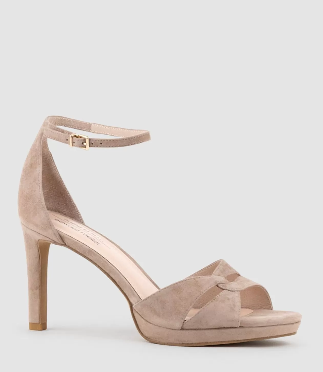 Edward Meller High Heel Sandals<Spencer90 Interlocked Detail Platform Sandal In Nude Suede