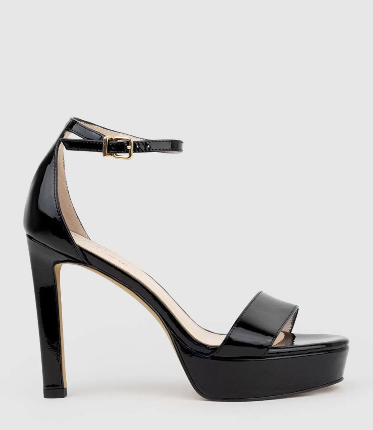 Edward Meller Platform Sandals<Sydney110 Single Strap Platform Sandal In Black Patent