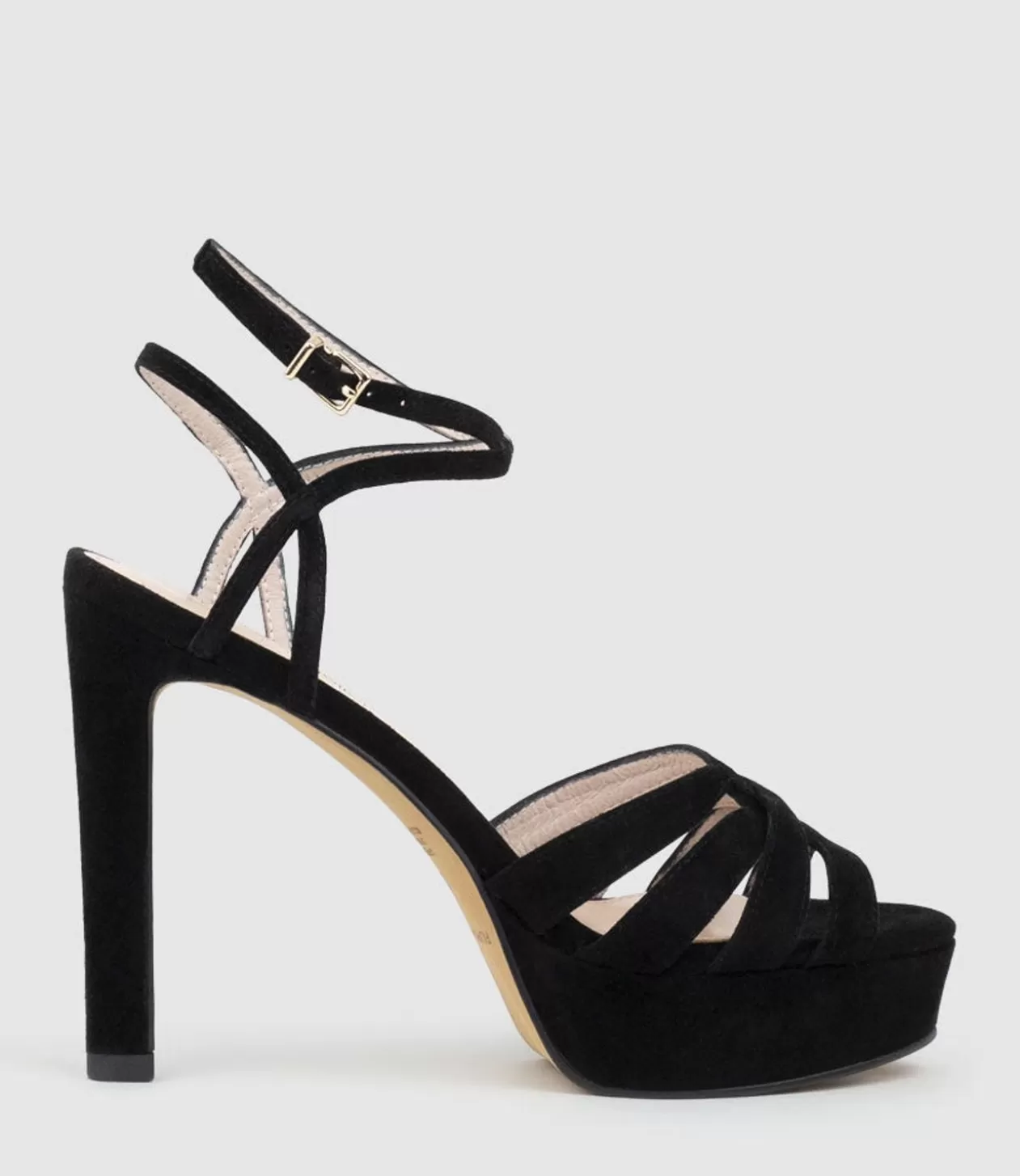 Edward Meller High Heel Sandals<Syren110 Ankle Wrap Platform Sandal In Black Suede