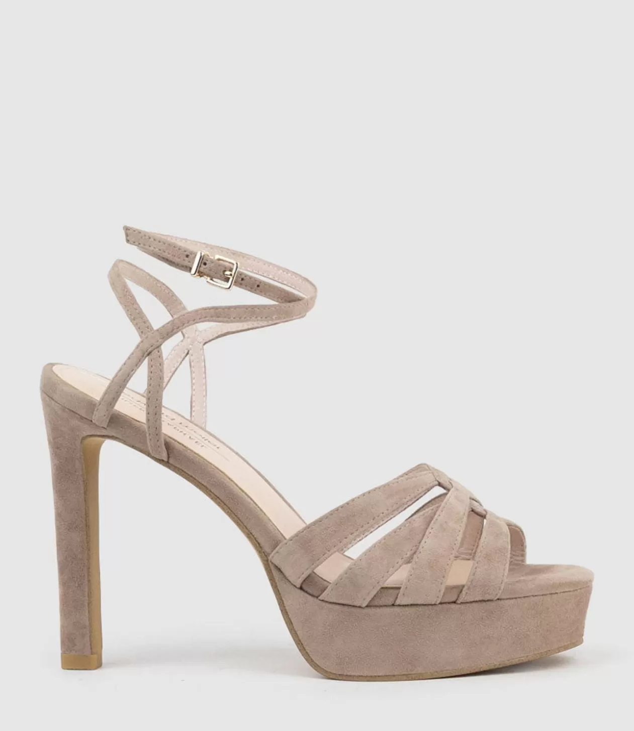 Edward Meller High Heel Sandals<Syren110 Ankle Wrap Platform Sandal In Nude Suede