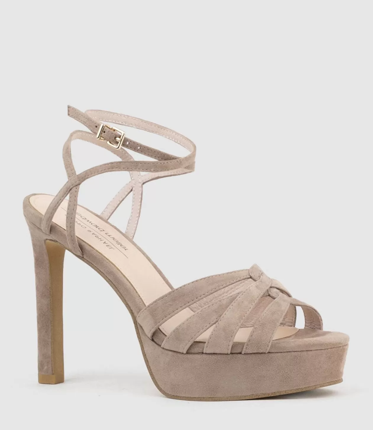 Edward Meller High Heel Sandals<Syren110 Ankle Wrap Platform Sandal In Nude Suede