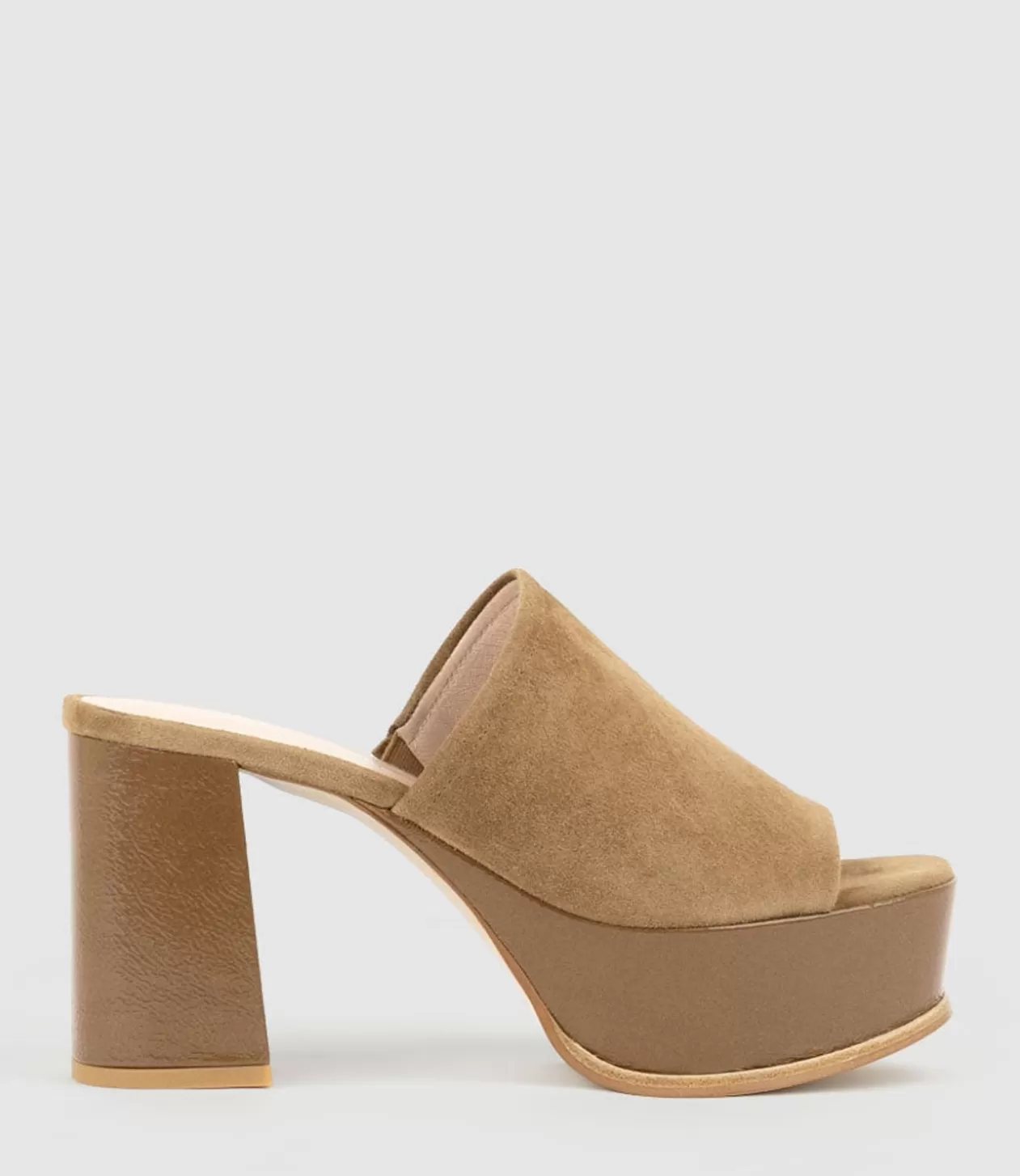 Edward Meller High Heel Sandals<Talin90 Platform Combo Slide In Tan Suede