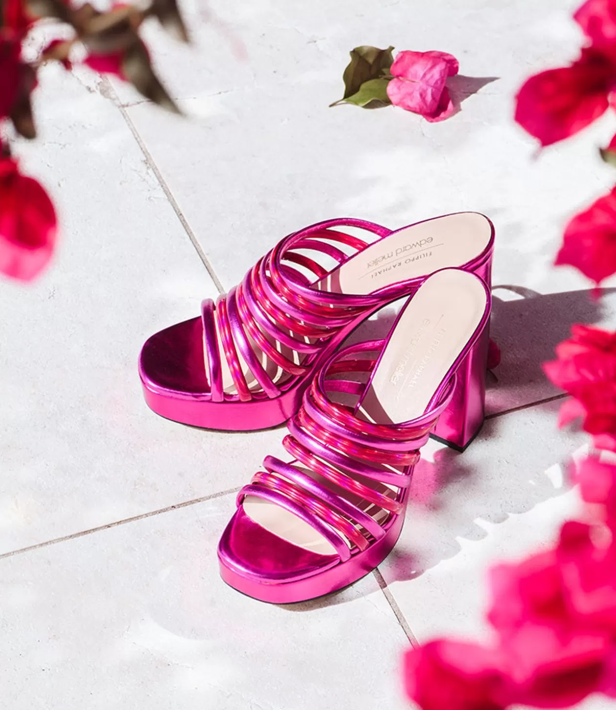 Edward Meller High Heel Sandals<Testra115 Strappy Platform Slide In Fuchsia