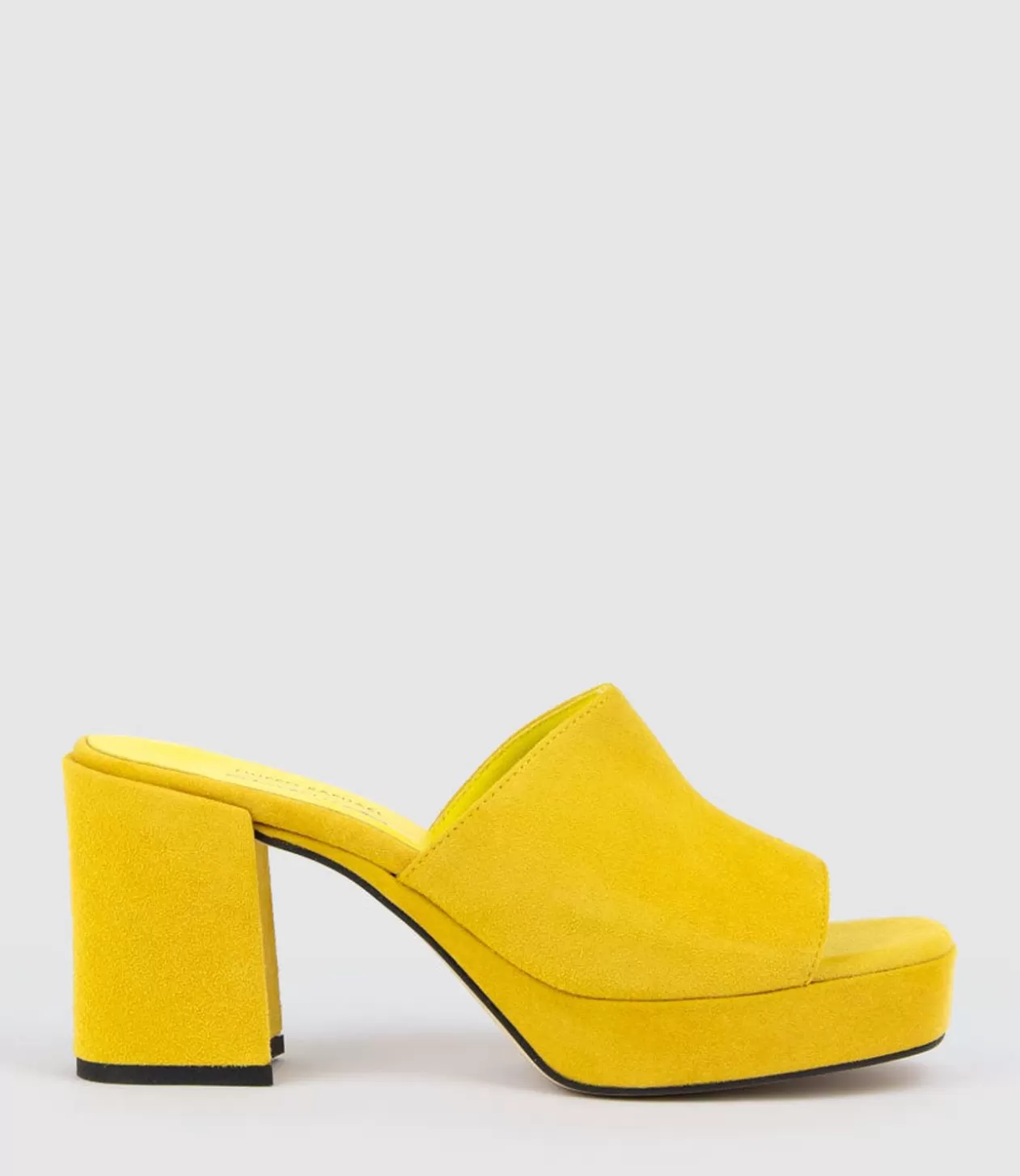 Edward Meller High Heel Sandals<Tilla90 Platform Slide In Yellow Suede