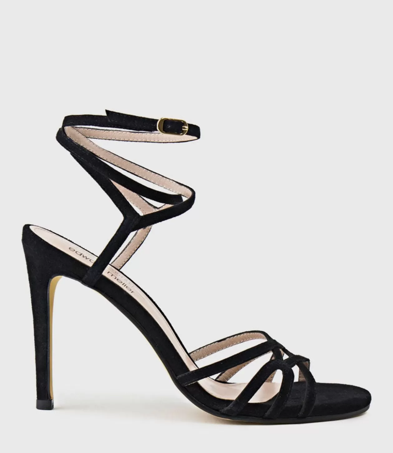 Edward Meller High Heel Sandals<Whimsy100 Multi Strap Sandal In Black Suede