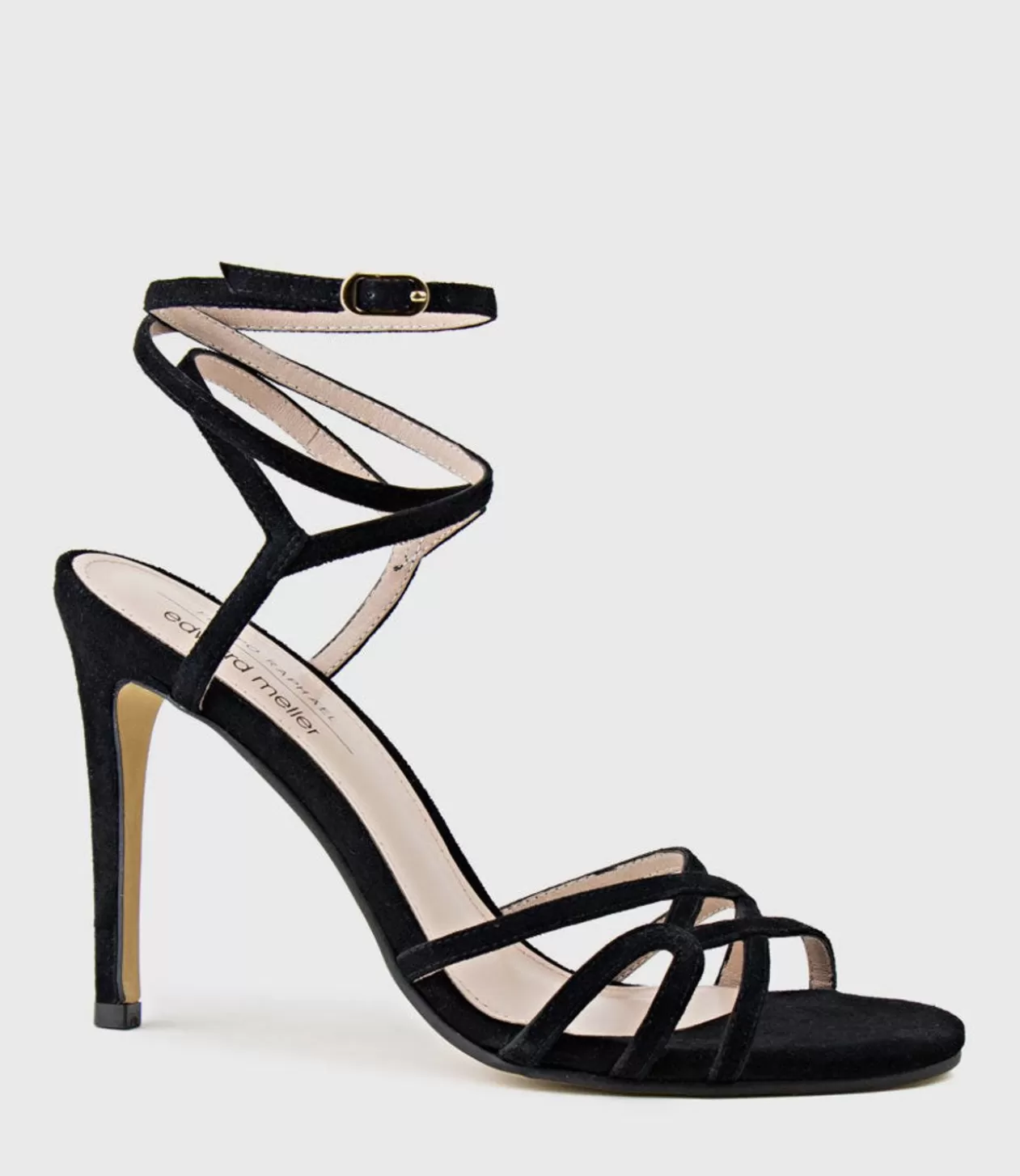 Edward Meller High Heel Sandals<Whimsy100 Multi Strap Sandal In Black Suede