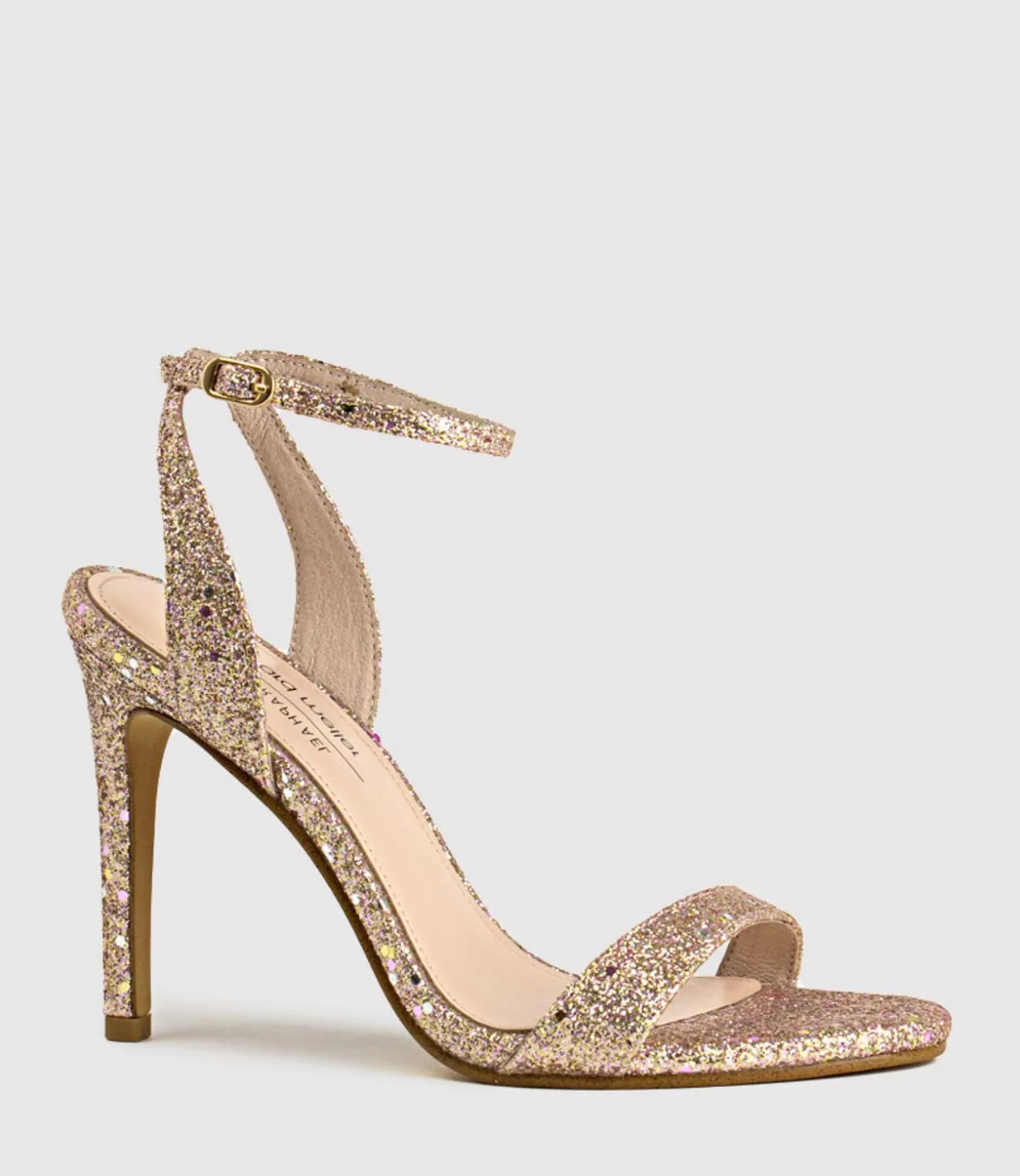 Edward Meller High Heel Sandals<Wisp100 Single Strap Sandal In Rosegold Sparkle