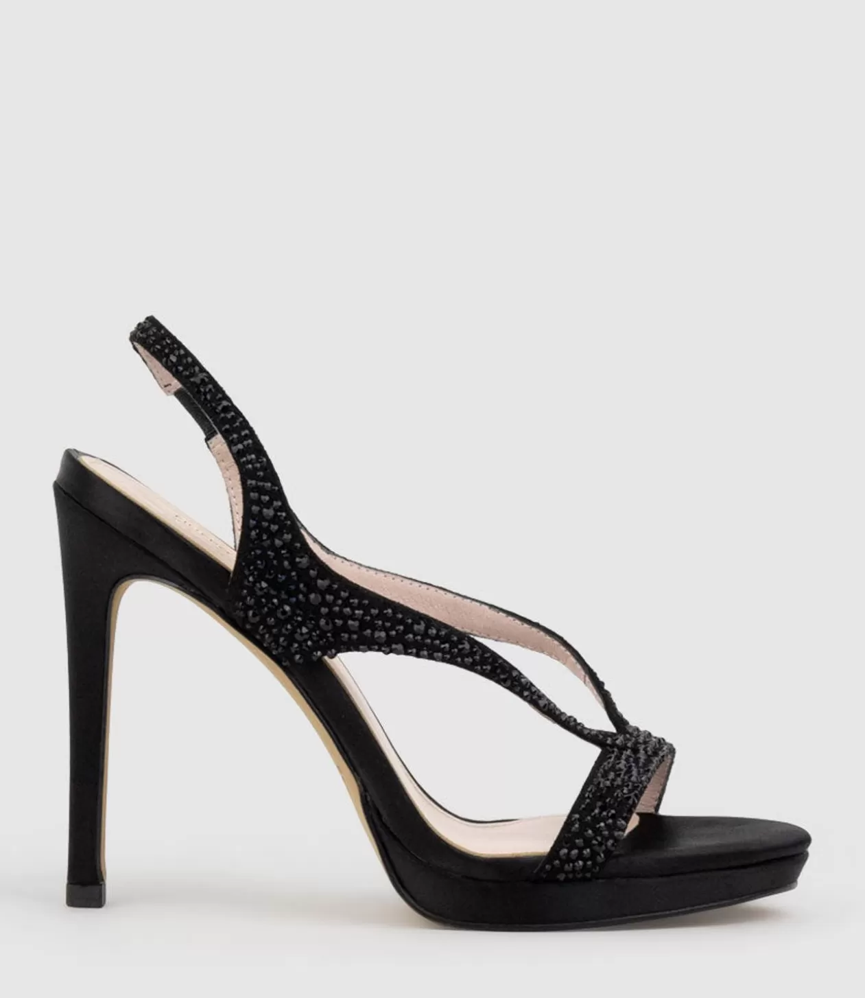 Edward Meller Platform Sandals<Wonder110 Jewelled Platform Sandal In Black Satin