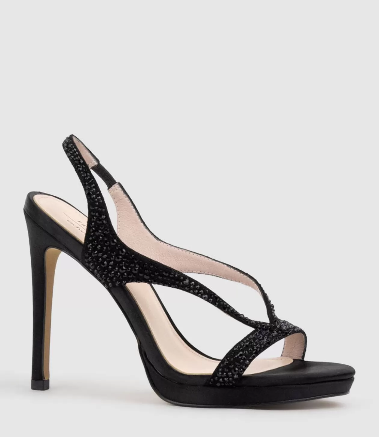 Edward Meller High Heel Sandals<Wonder110 Jewelled Platform Sandal In Black Satin