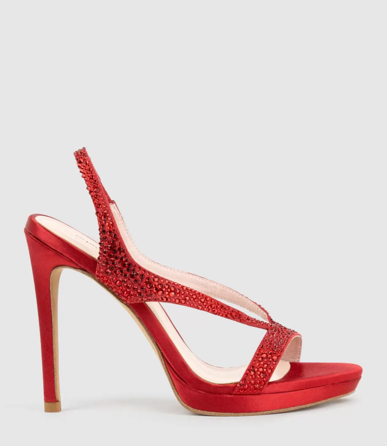 Edward Meller High Heel Sandals<Wonder110 Jewelled Platform Sandal In Red Satin