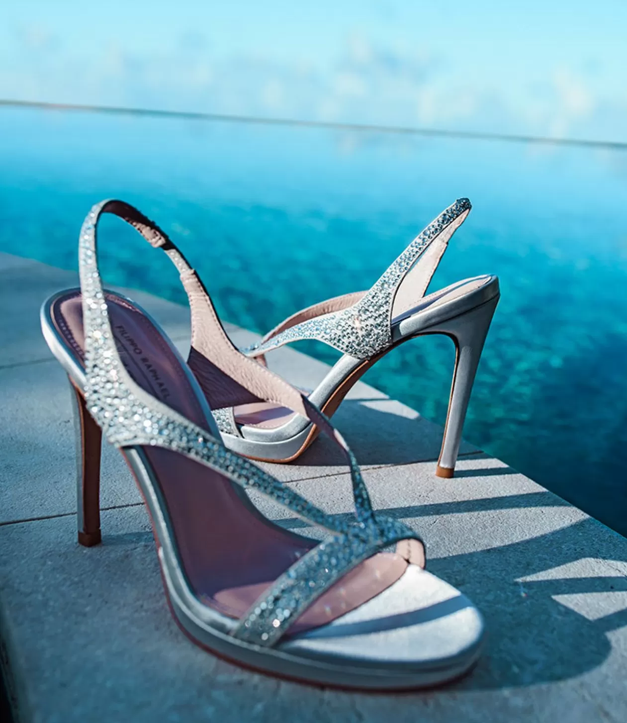 Edward Meller High Heel Sandals<Wonder110 Jewelled Platform Sandal In Silver Satin