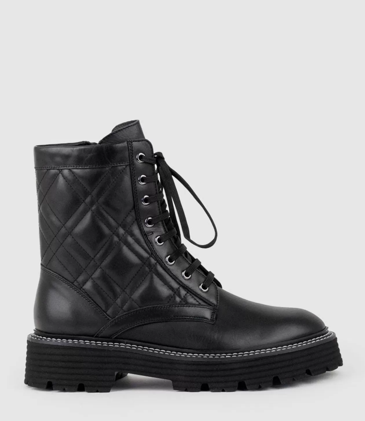 Edward Meller Ankle Boots<Yasmin Quilted Lace Up Boot In Black