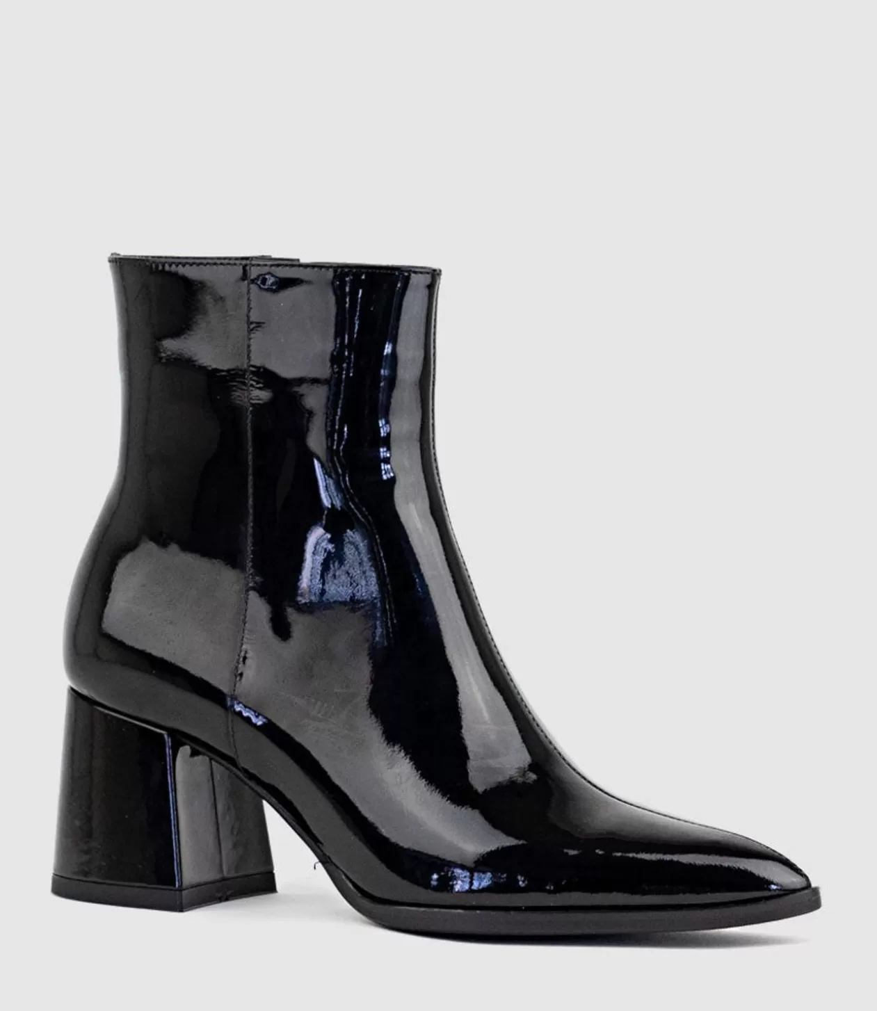 Edward Meller Ankle Boots<Zafa Pointed Block Heel Ankle Boot In Black Patent