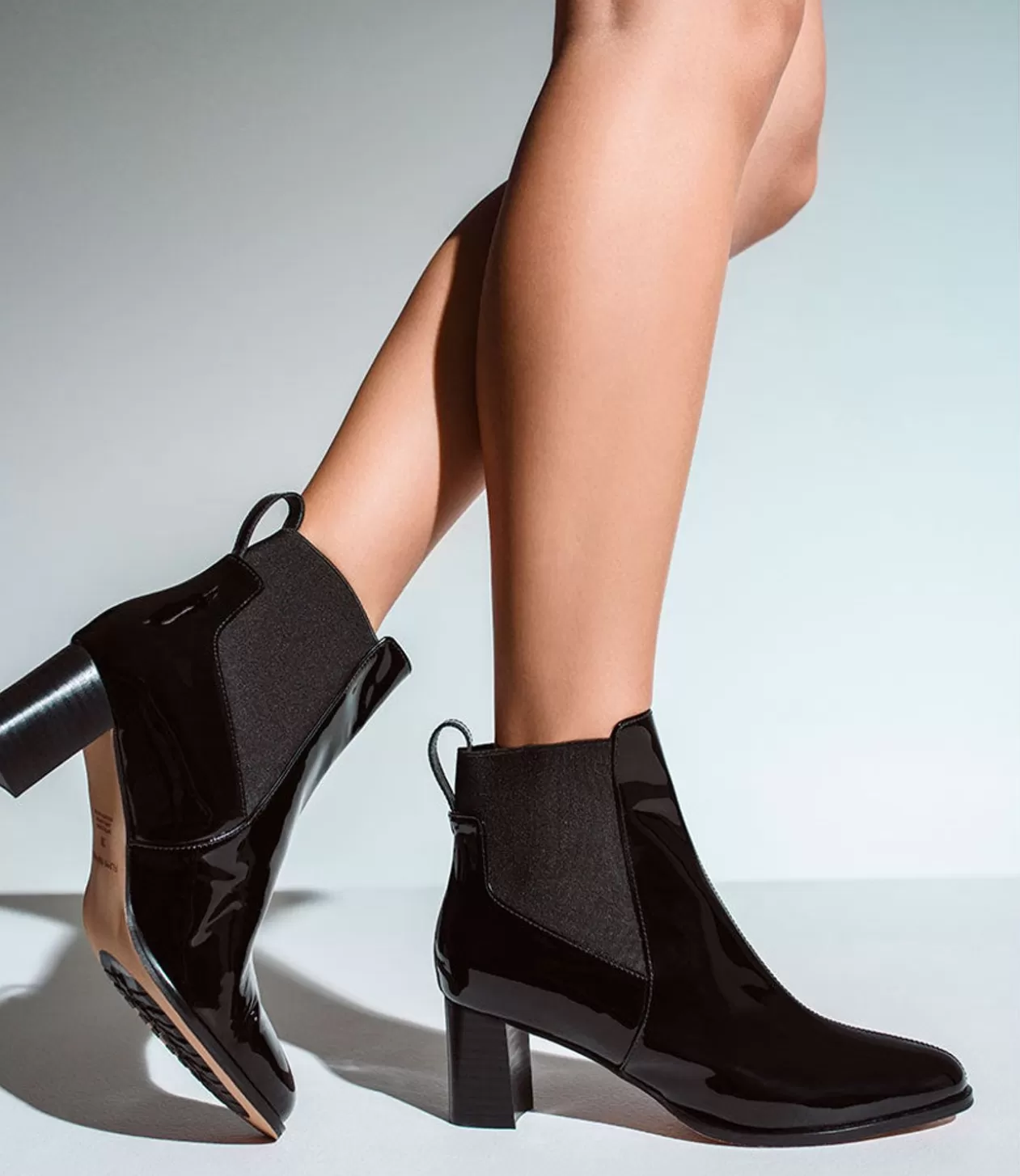 Edward Meller Ankle Boots<Zappa60 Block Heel Elastic Back Boot In Black Patent