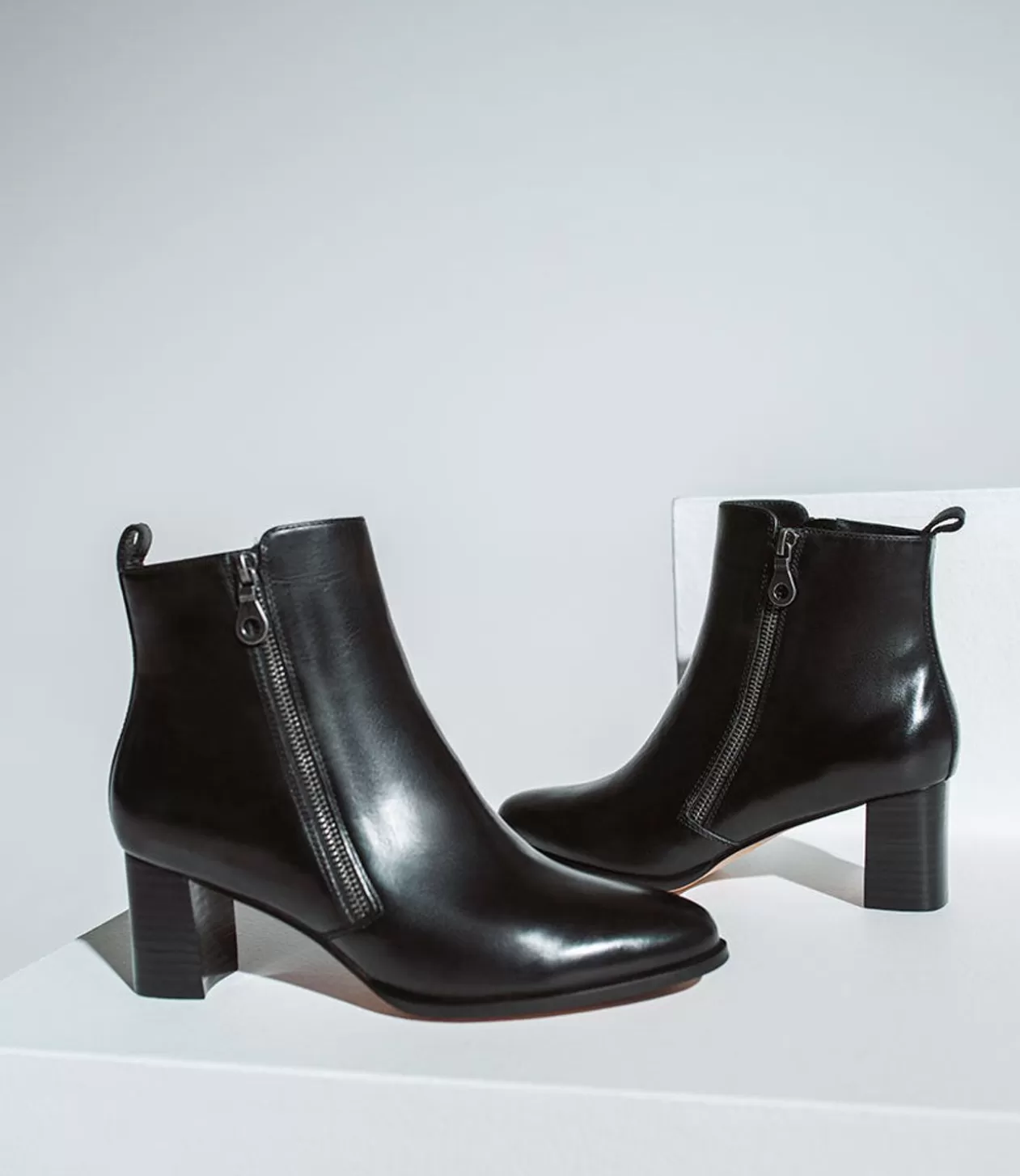 Edward Meller Ankle Boots<Zen60 Block Heel Two Zip Boot In Black