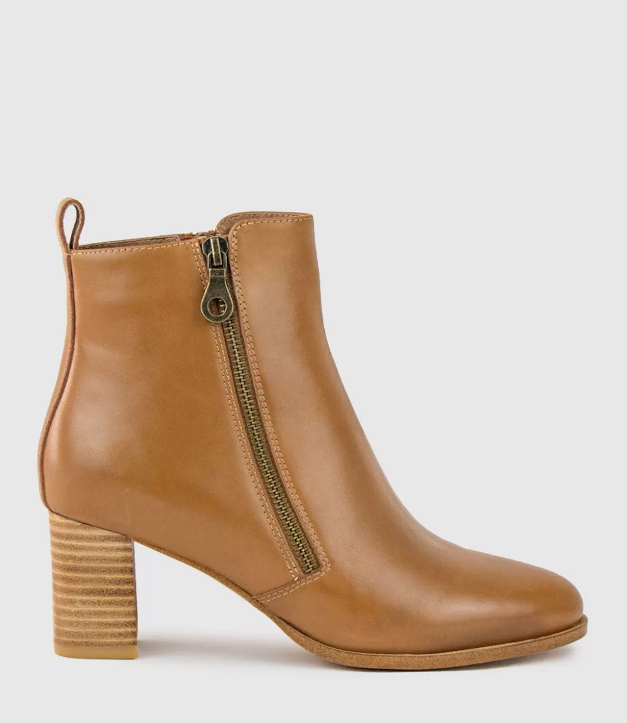 Edward Meller Ankle Boots<Zen60 Block Heel Two Zip Boot In Tan