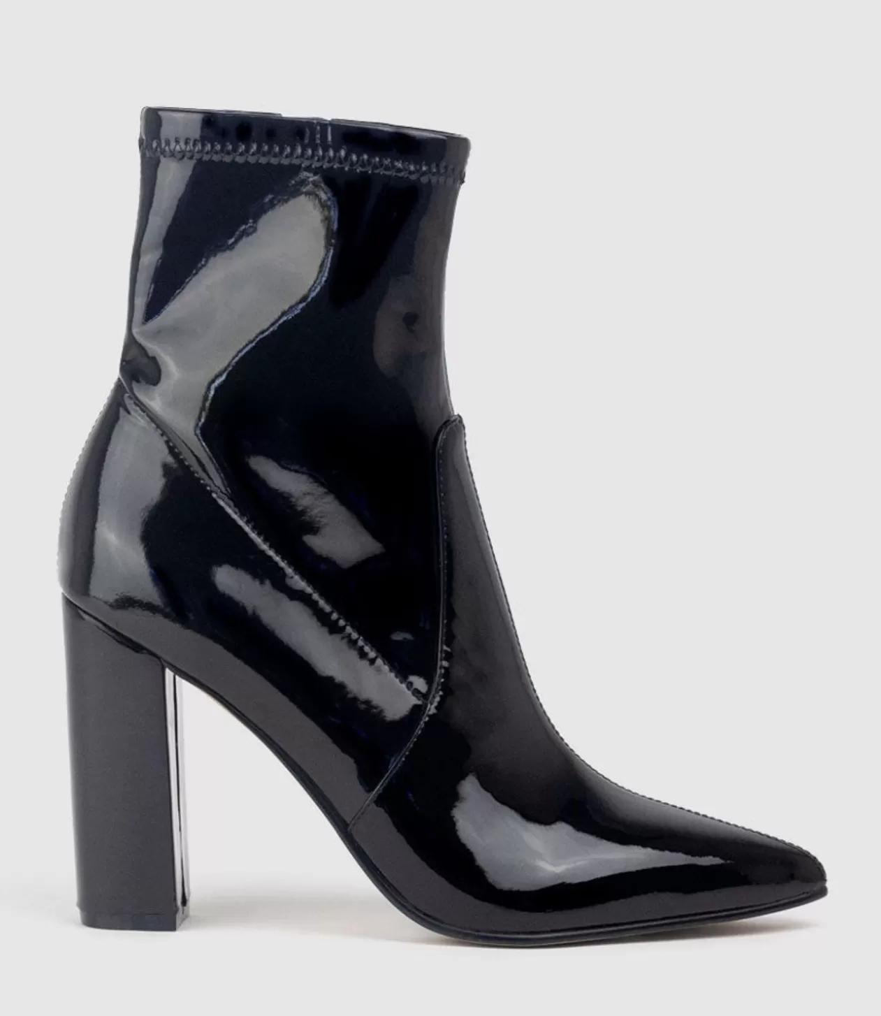 Edward Meller Ankle Boots<Zenya100 Block Heel Sock Boot In Black Patent