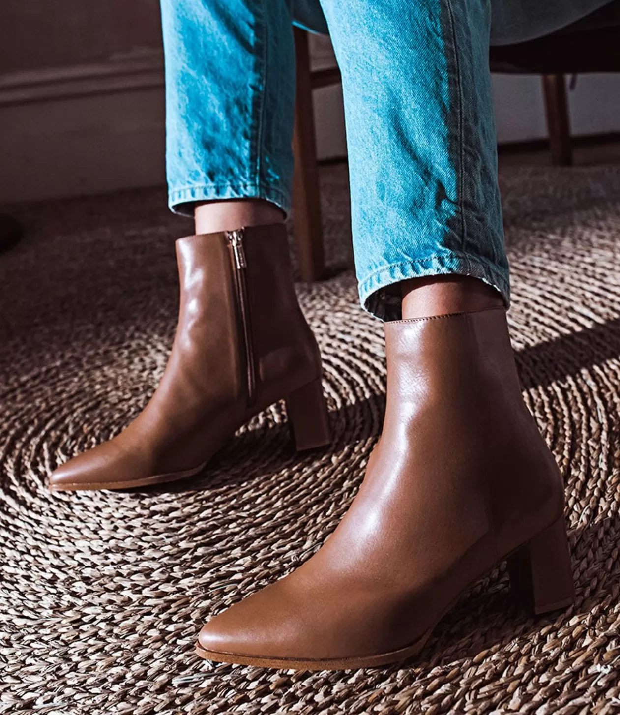 Edward Meller Ankle Boots<Zomo60 Block Heel Ankle Boot In Tan Baby Calf