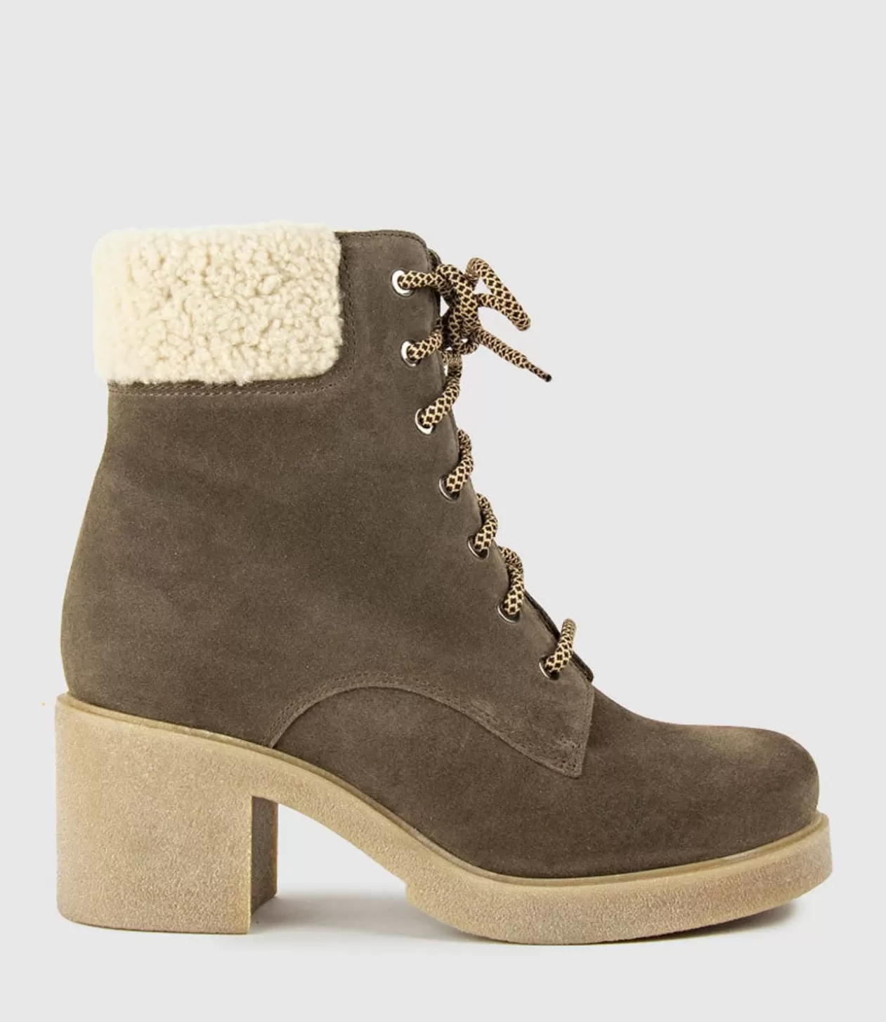 Edward Meller Ankle Boots<Zoom Lace Up With Shearling In Stone Suede