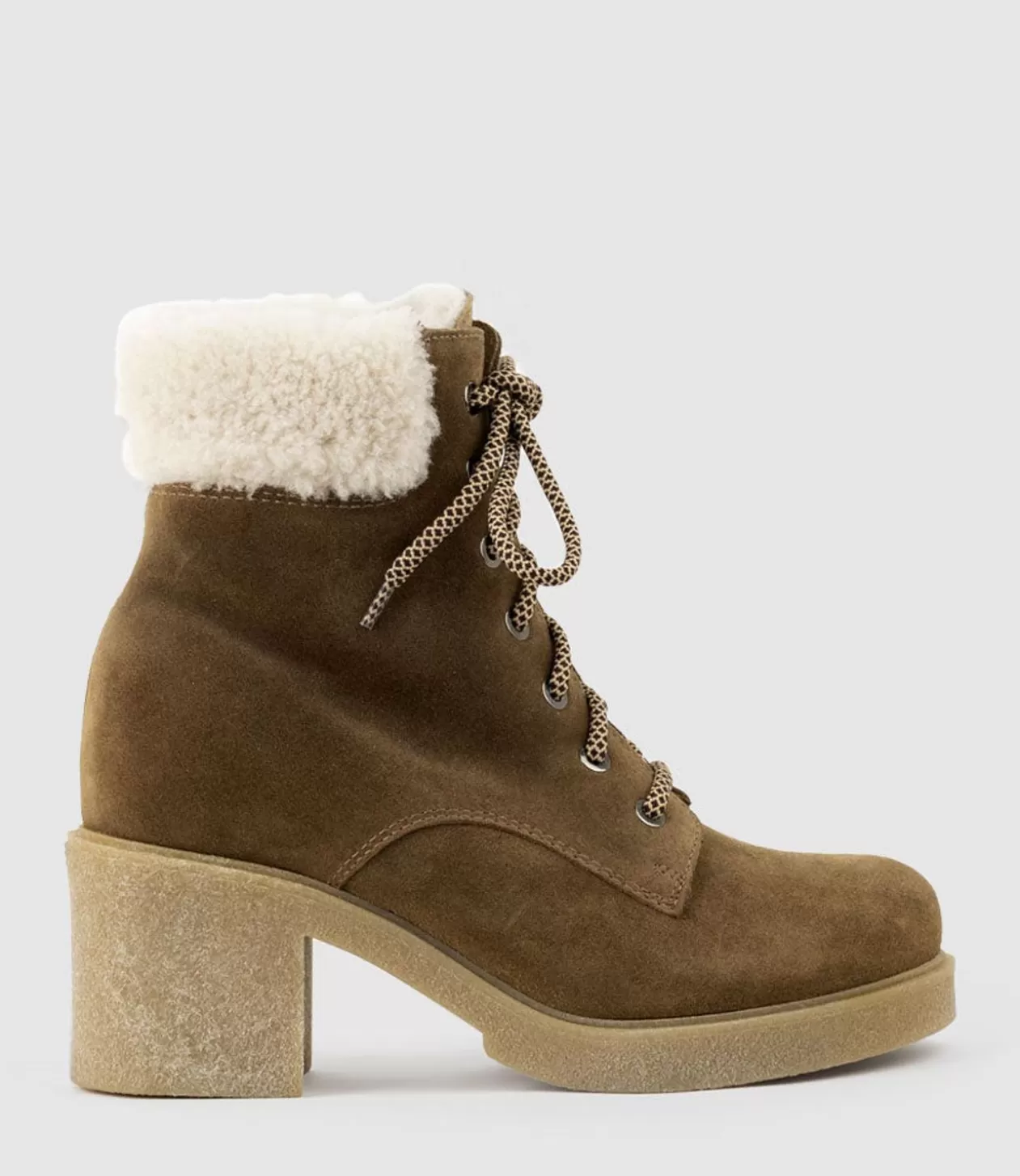 Edward Meller Ankle Boots<Zoom Lace Up With Shearling In Walnut Suede